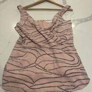 CAbi Sophia Cami Tank V-Neck Blouse Pink & Gray Summer Spring Size 10 NWOT